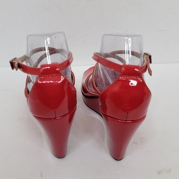 AGL ATTILIO GIUSTI LEOMBRUNI WEDGES SANDALS RED PATENT LEATHER SIZE 40 - Picture 8 of 14